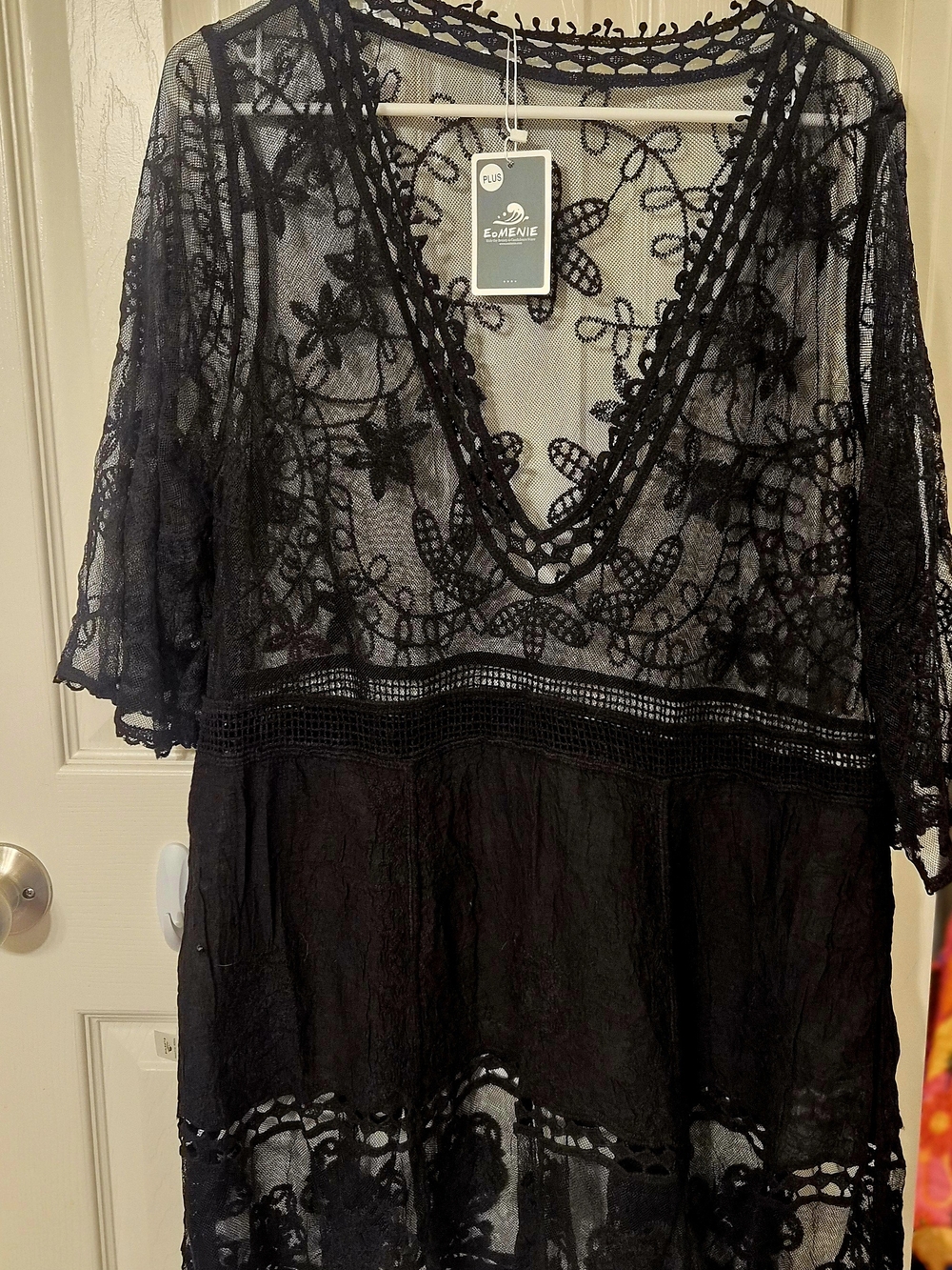 Emenie Black Lace V-Neck Swim Coverup